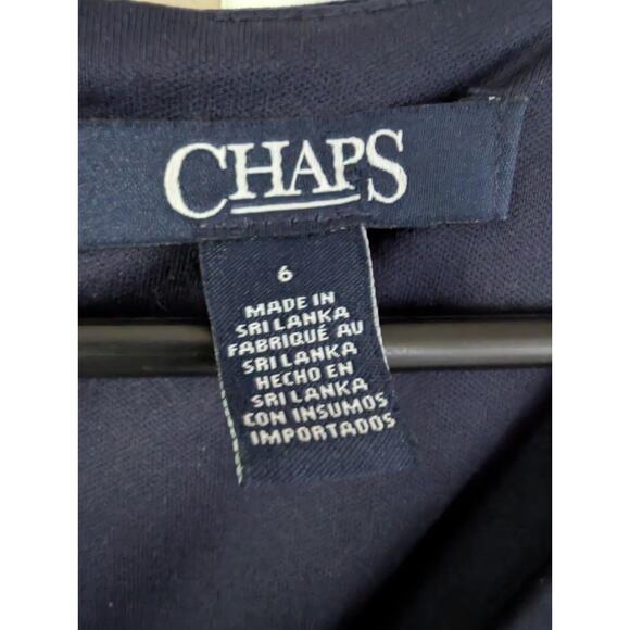 Chaps Modest Sheath Dress Navy Blue Long Sleeve Semi-Formal Maxi Sz. 6 Waist Tie - Picture 3 of 7
